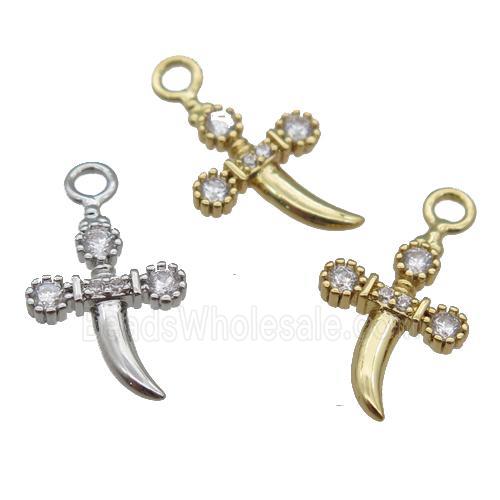 copper sword pendant paved zircon, mixed