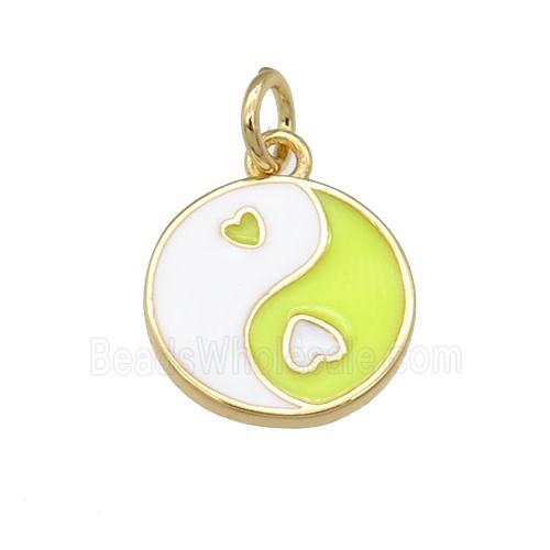 copper Taichi pendant, yinyang, yellow enamel, gold plated