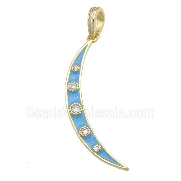 copper Moon pendant with teal enamel, gold plated