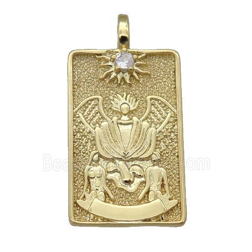 copper Tarot Card pendant, monarch, gold plated