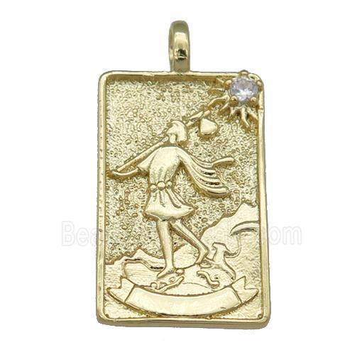 copper Tarot Card pendant, fisher, gold plated