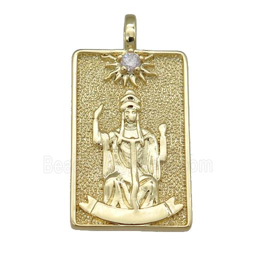 copper Tarot Card pendant, empress, gold plated
