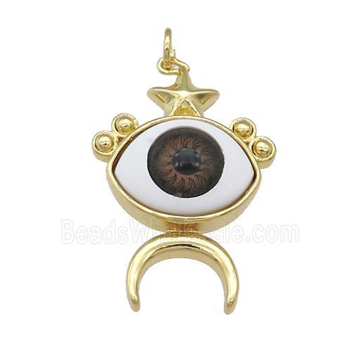 copper Evil Eye pendant, red, gold plated