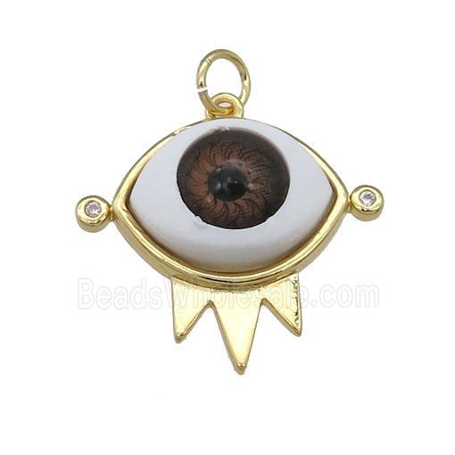 copper pendant with red Evil Eye, gold plated