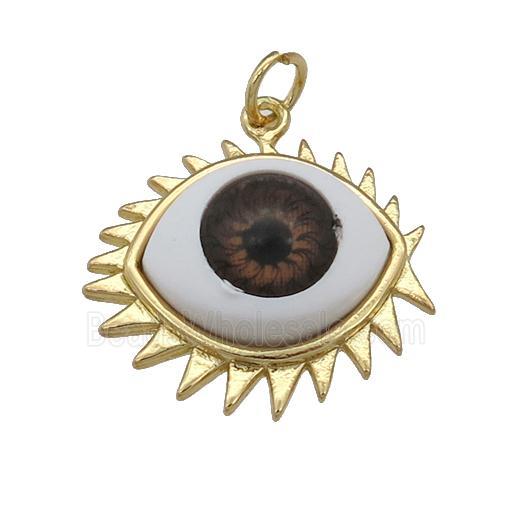 copper pendant with red Evil Eye, gold plated