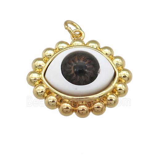 copper pendant with red Evil Eye, gold plated