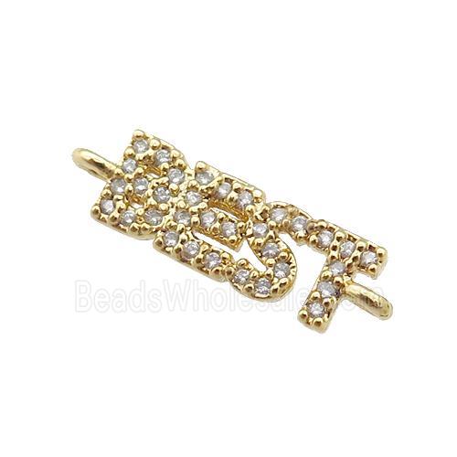 copper BEST connector pave zircon, gold plated