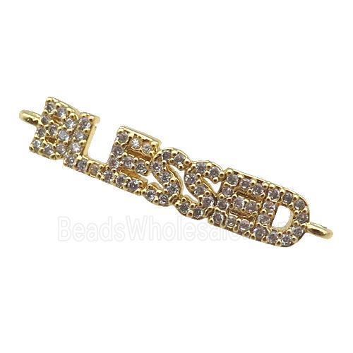 copper BLESSED connector paved zircon, gold plated