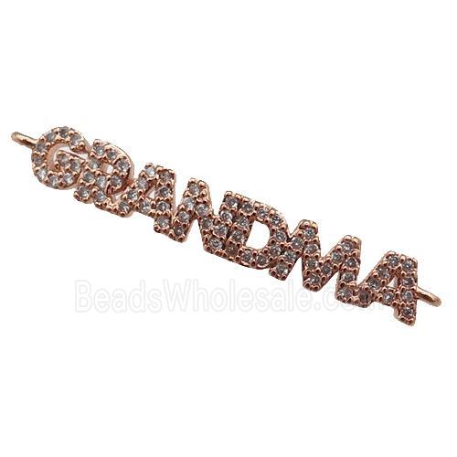copper GRANDMA connector paved zircon, rose gold