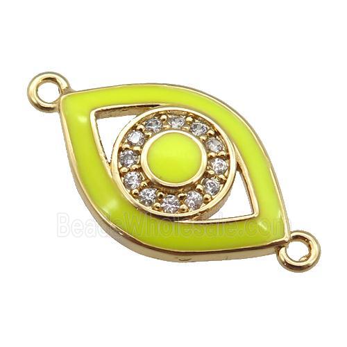 copper Eye connector paved zircon with yellow enamel, gold plated