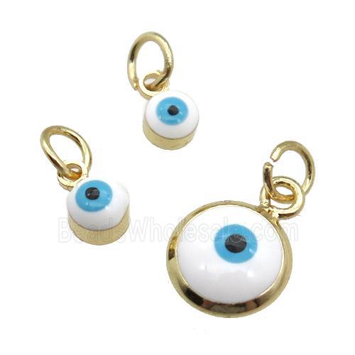 copper Evil Eye pendant with white enamel, gold plated