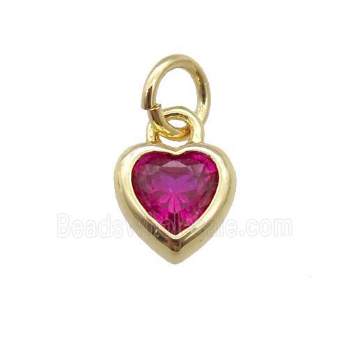 copper Heart pendant paved fuchsia zircon, gold plated