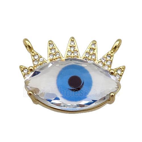 copper Evil Eye pendant paved zircon, blue, gold plated