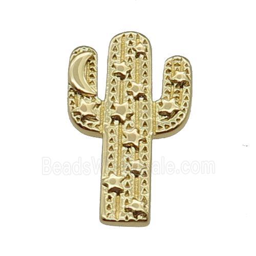 copper cactus pendant, moon star, gold plated