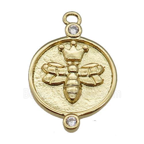 copper honeybee pendant, gold plated
