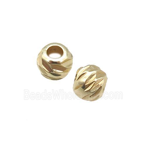 round copper carved beads, gold plated