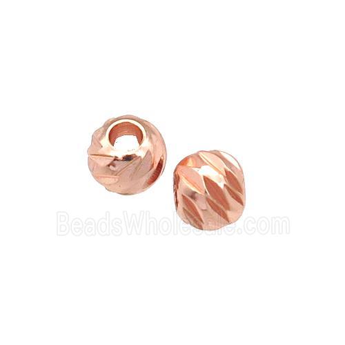 round copper carved beads, rose gold