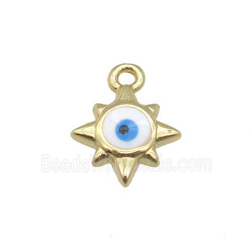 copper Evil Eye pendant with white enamel, gold plated