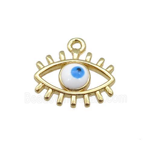 copper Evil Eye pendant with white enamel, gold plated