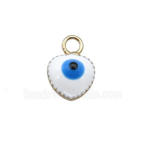 copper Evil Eye pendant with white enamel, gold plated