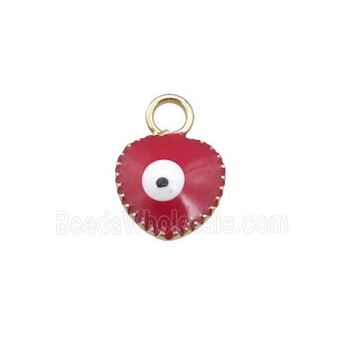 copper Evil Eye pendant with red enamel, gold plated