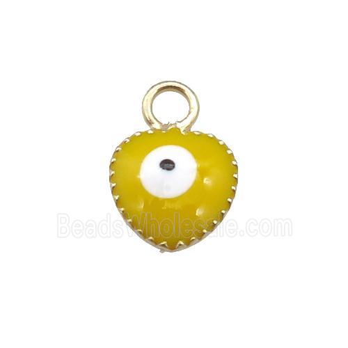 copper Evil Eye pendant with yellow enamel, gold plated