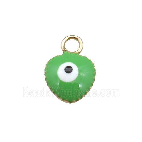 copper Evil Eye pendant with green enamel, gold plated