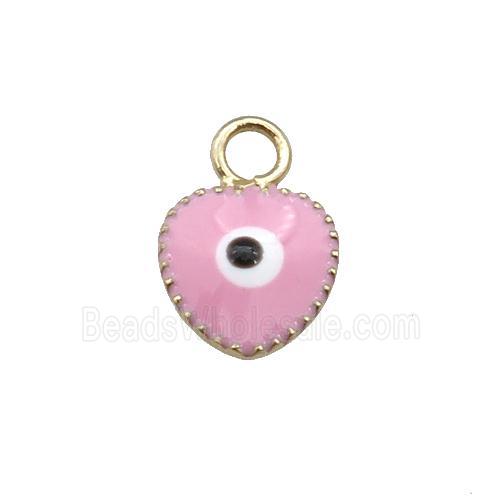 copper Evil Eye pendant with pink enamel, gold plated