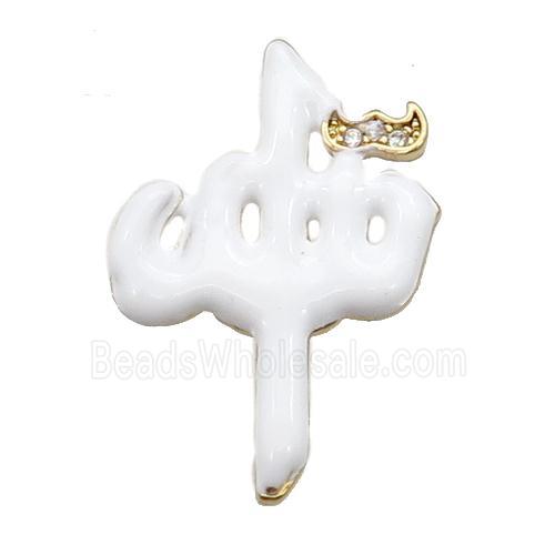 copper Charm pendant with white enamel, gold plated