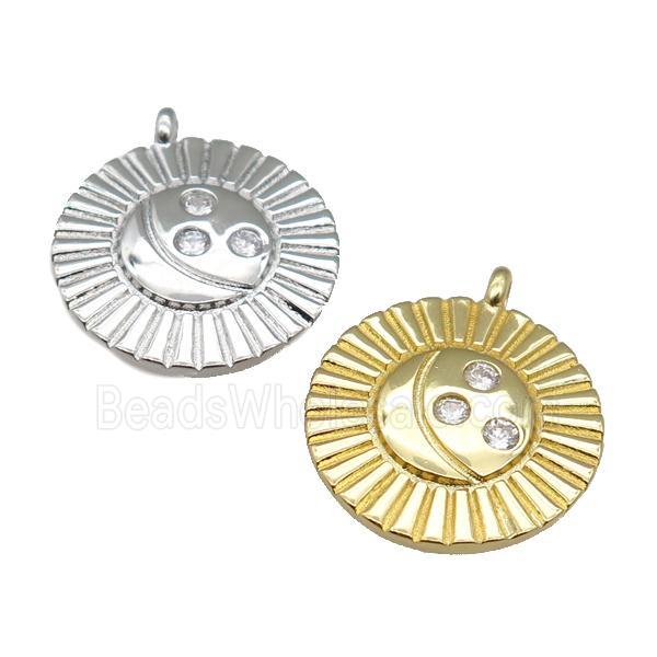copper moon pendant paved zircon, mixed