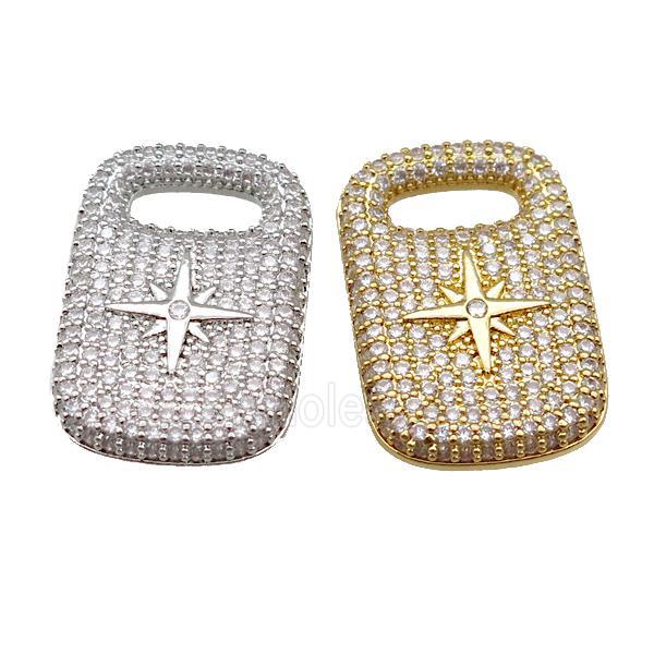 copper Rectangle paved zircon, star, mixed