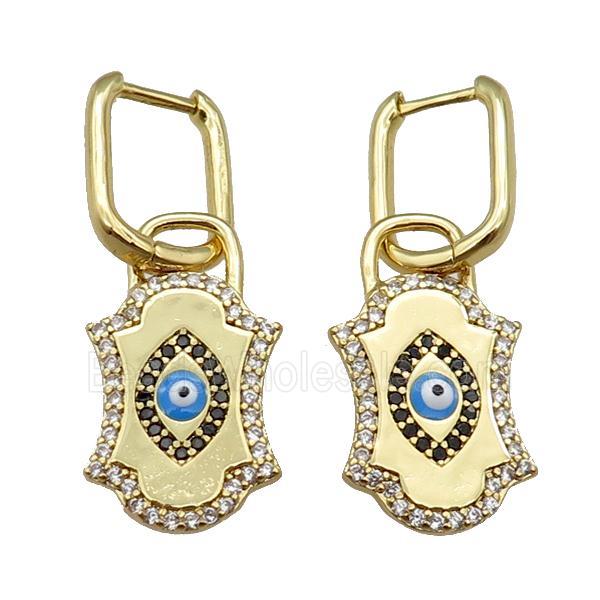 copper Latchback Earring with enamel paved zircon, gold plated