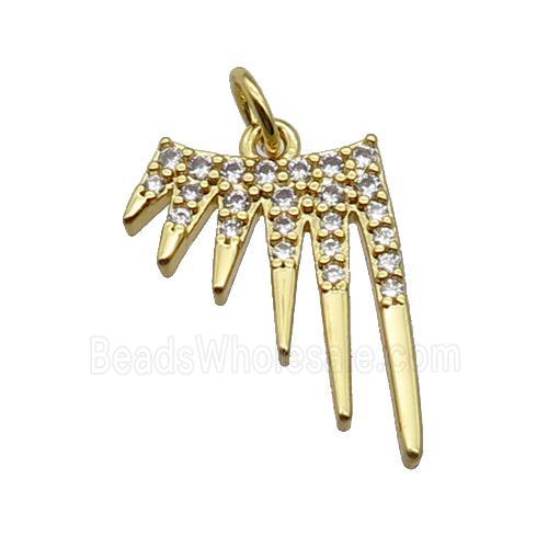 copper starbust pendant paved zircon, gold plated