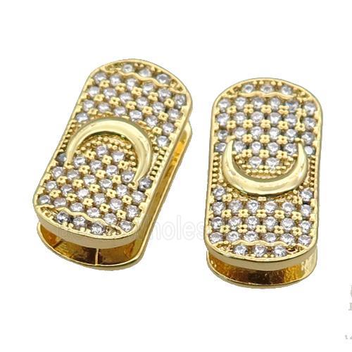 copper rectangle pendant pave zircon, moon, gold plated