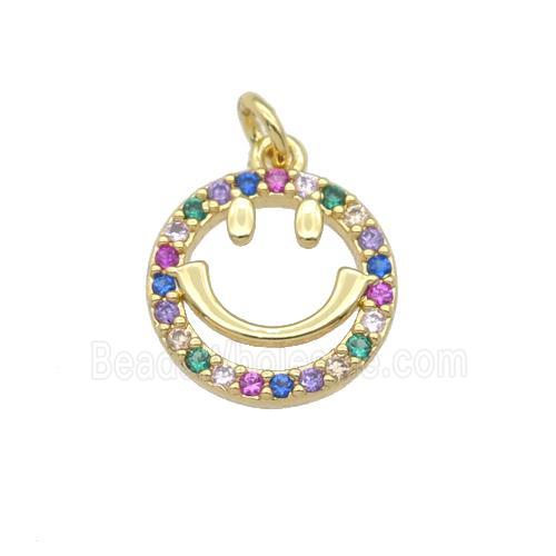 copper Emoji pendant paved zircon, gold plated