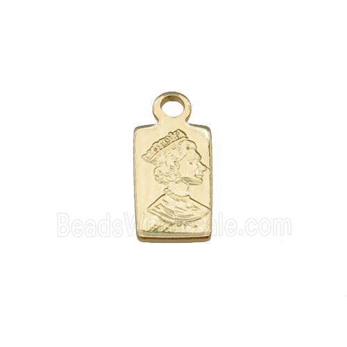 copper Queen pendant, rectangle, gold plated