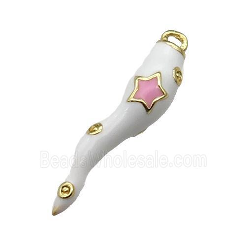 copper Capsicum pendant with white enamel, gold plated