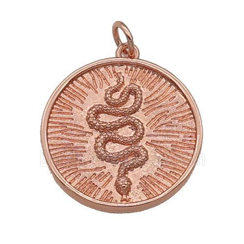 copper circle Snake pendant, rose gold