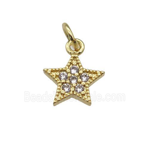 copper star pendant pave zircon, gold plated