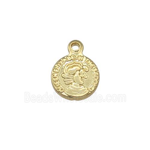 copper coin pendant, gold plated