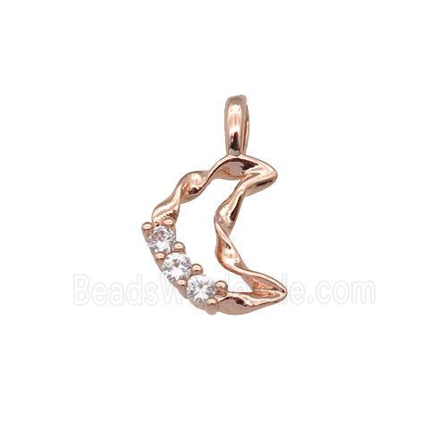 copper Moon pendant paved zircon, rose gold