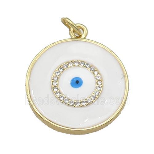 copper coin Eye pendant with withe enamel, gold plated