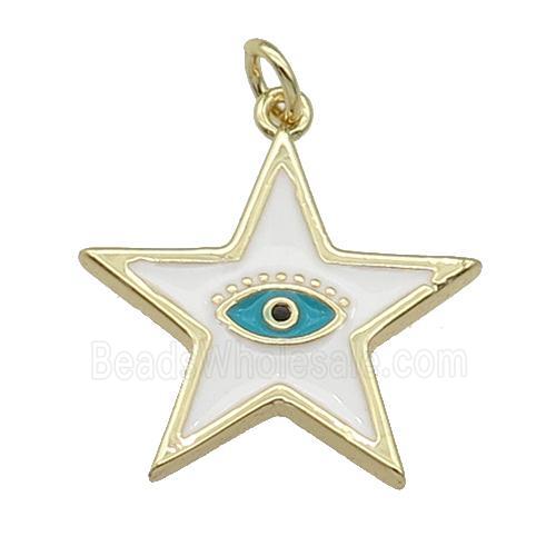 copper star Eye pendant with withe enamel, gold plated