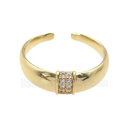 copper Ring paved zircon, gold plated