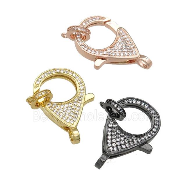 copper Lobster Clasp paved zircon, mixed