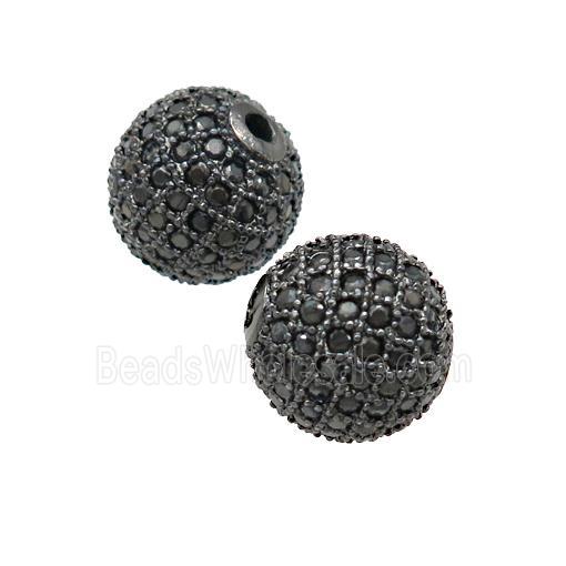 round copper Beads paved black zircon, black plated