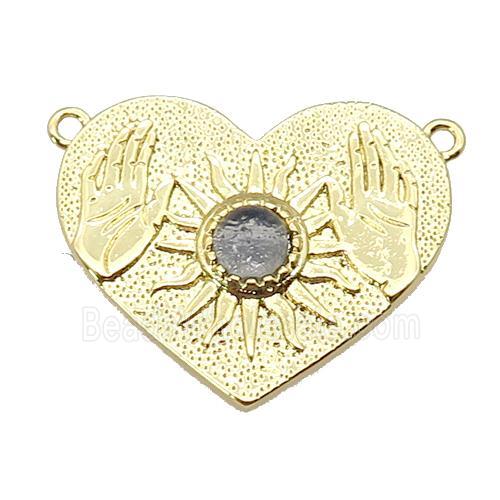 copper Heart pendant, sun hand, gold plated