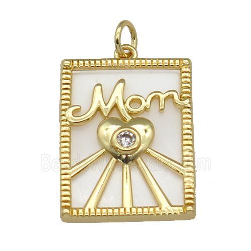 copper Frame pendant with MOM, shell, gold plated
