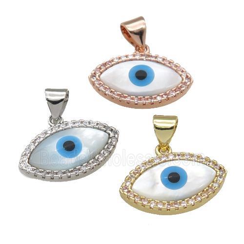 copper pendant paved zircon with Pearlized Shell Evil Eye, mixed