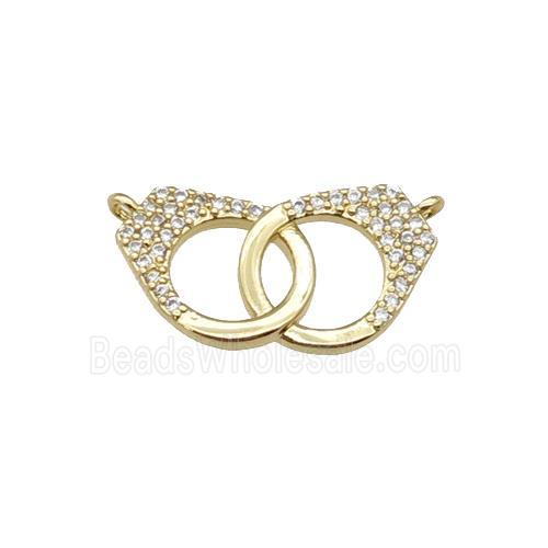 copper DoubleLock pendant paved zircon, gold plated